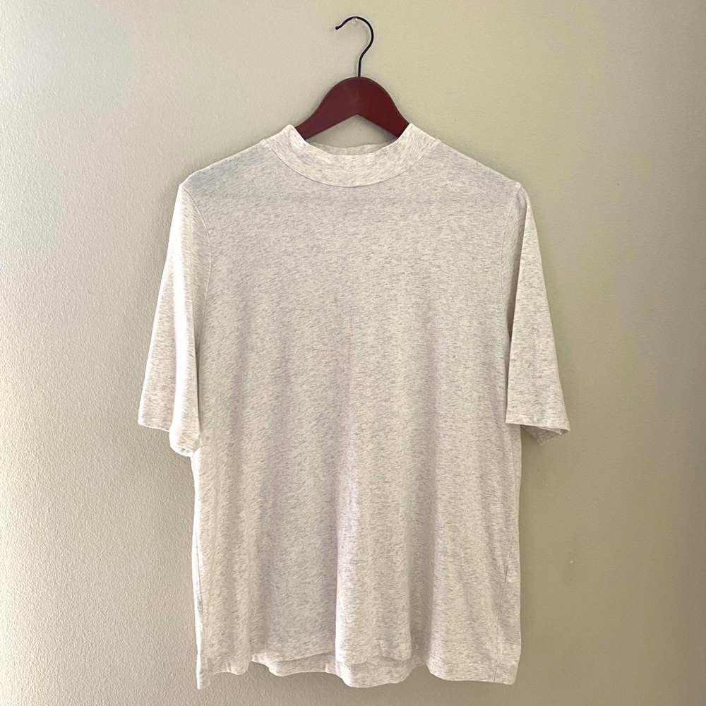 NWOT Banana Republic heather gray short sleeve mock neck tee